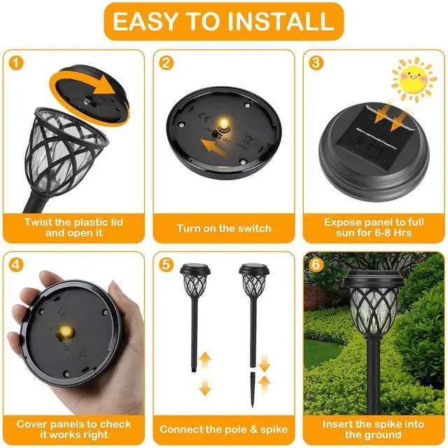 Alt view image 3 of 6 - Solar Lights Outdoor 12 Pack, IP65 Waterproof Garden Landscape Lighting for Patio Yard DrivewayWarm White