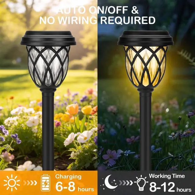 Alt view image 5 of 6 - Solar Lights Outdoor 12 Pack, IP65 Waterproof Garden Landscape Lighting for Patio Yard DrivewayWarm White