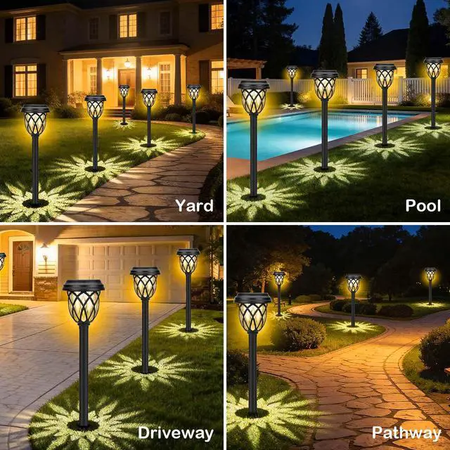 Alt view image 6 of 6 - Solar Lights Outdoor 12 Pack, IP65 Waterproof Garden Landscape Lighting for Patio Yard DrivewayWarm White