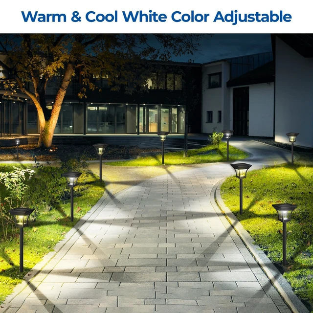 Alt view image 7 of 7 - CINOTON RGBCW Solar Pathway Lights Outdoor, 3 Lighting Modes, 12 Pack | IP65 Waterproof, RGB, Warm White And Cool White, Auto On/Off, Solar Powered, Easy Installation for Garden, Walkway & Driveway