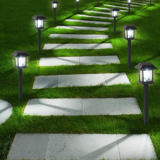 Alt view image 2 of 7 - Solar Pathway Lights Outdoor,12 Pack Cool White 6000K Solar Lights, Waterproof Auto On/Off Dawn to Dusk Landscape Lights for Garden, Path, Yard, Driveway,Walkway Decor