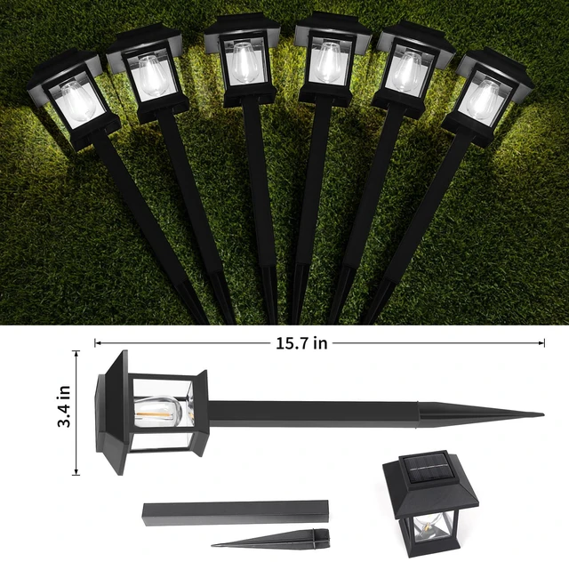 Alt view image 5 of 7 - Solar Pathway Lights Outdoor,12 Pack Cool White 6000K Solar Lights, Waterproof Auto On/Off Dawn to Dusk Landscape Lights for Garden, Path, Yard, Driveway,Walkway Decor