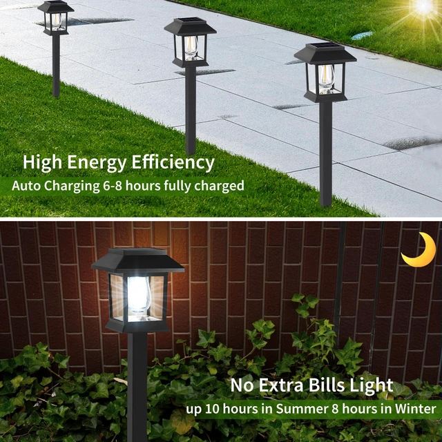 Alt view image 3 of 7 - Solar Pathway Lights Outdoor,12 Pack Cool White 6000K Solar Lights, Waterproof Auto On/Off Dawn to Dusk Landscape Lights for Garden, Path, Yard, Driveway,Walkway Decor