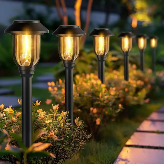 Main image of Solar Pathway Lights Outdoor,12 Pack Solar Lights Outdoor Waterproof, Warm White Auto On/Off LED Solar Powered, Garden Landscape Lighting for Yard Walkway Driveway Path Decorative