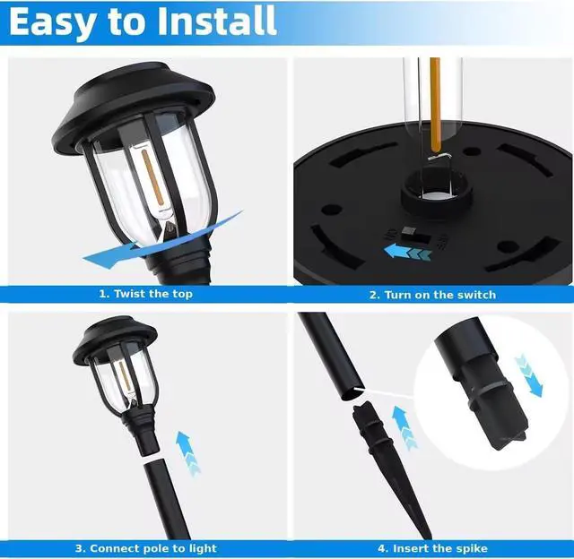 Alt view image 6 of 7 - Solar Pathway Lights Outdoor,12 Pack Solar Lights Outdoor Waterproof, Warm White Auto On/Off LED Solar Powered, Garden Landscape Lighting for Yard Walkway Driveway Path Decorative