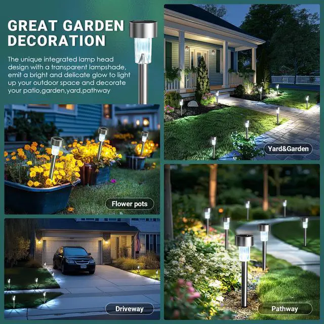 Alt view image 2 of 7 - Outdoor Waterproof Solar Garden Lights, 12 Pack Cold White