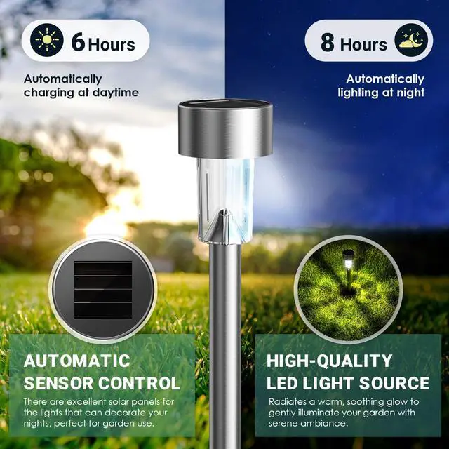 Alt view image 5 of 7 - Outdoor Waterproof Solar Garden Lights, 12 Pack Cold White