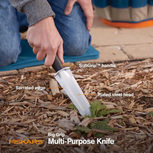 Alt view image 2 of 7 - Fiskars Steel Garden Knife, Multi-Purpose Weed Puller Gardening & Yard Tool