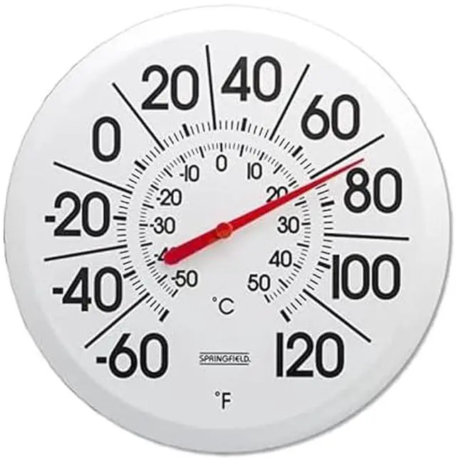 Main image of Indoor Outdoor Big and Bold Thermometer with Mounting Bracket, Easy to Read Numbers for Patio, Pool, and Indoor Areas, 13.25-Inch, White