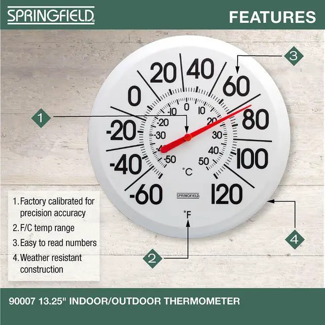 Alt view image 2 of 7 - Indoor Outdoor Big and Bold Thermometer with Mounting Bracket, Easy to Read Numbers for Patio, Pool, and Indoor Areas, 13.25-Inch, White