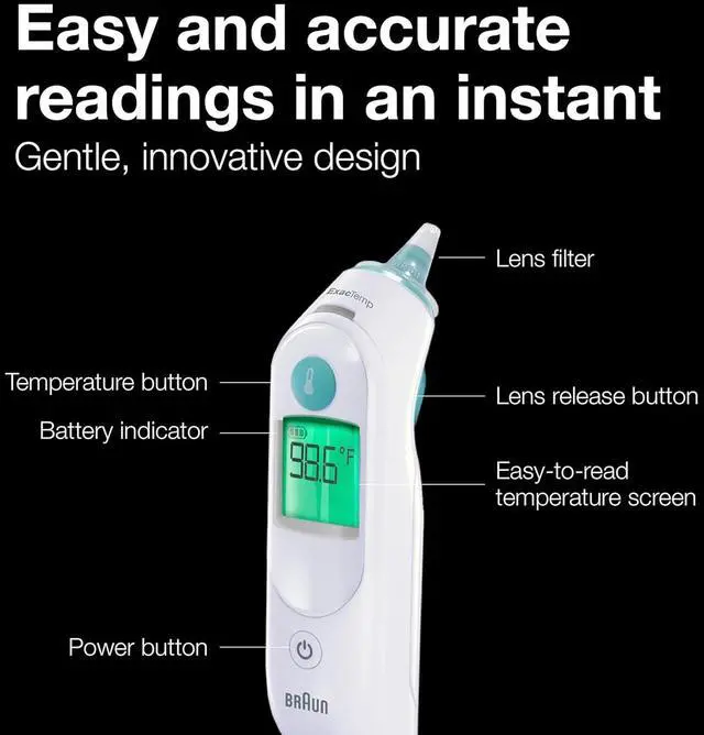 Alt view image 4 of 7 - ThermoScan 6 Ear Thermometer with Color-Coded Digital Display, ExacTemp Stability Indicator, Baby and Infant Friendly, No. 1 Brand Recommended by Pediatricians, IRT6515