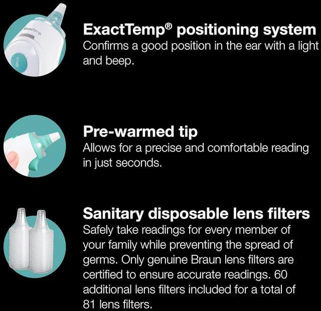 Alt view image 5 of 7 - ThermoScan 6 Ear Thermometer with Color-Coded Digital Display, ExacTemp Stability Indicator, Baby and Infant Friendly, No. 1 Brand Recommended by Pediatricians, IRT6515