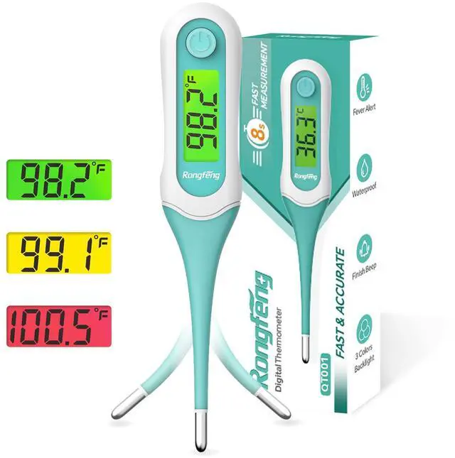 Main image of Digital Oral Thermometer, 8s Fast Reading Thermometer for Adults and Kids with 3 Color Backlit and Fever Alarm for Oral, Rectal, Underarm