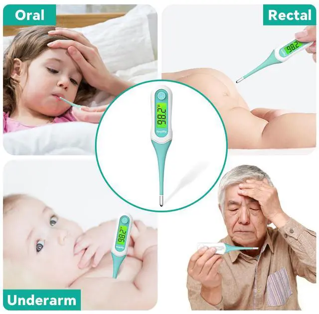 Alt view image 6 of 6 - Digital Oral Thermometer, 8s Fast Reading Thermometer for Adults and Kids with 3 Color Backlit and Fever Alarm for Oral, Rectal, Underarm