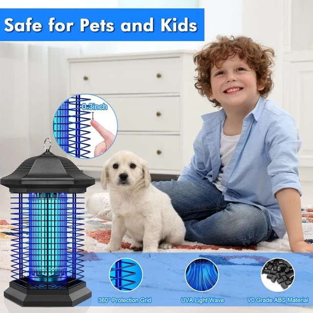 Alt view image 4 of 6 - Bug Zapper Outdoor Indoor, Electric Mosquito Zapper with 18W Power & 4400V High-Voltage, Coverage of 1/2 Acre, 5ft Power Cord, 3 Prong Plug, Waterproof Fly Trap for Patio, Backyard, Garden