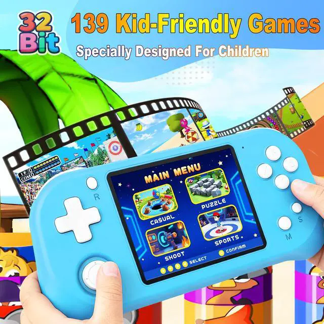 Alt view image 2 of 7 - Handheld Game Console for Kids with 3.5'' IPS Screen 139 Video Games