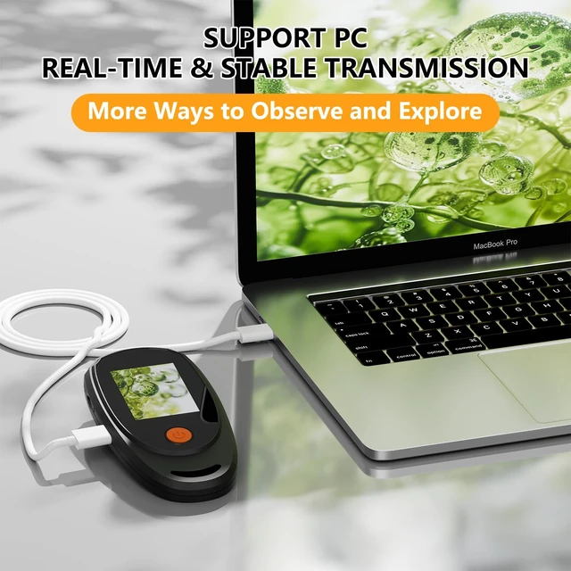 Alt view image 3 of 7 - Handheld Microscope, Pocket Digital Microscope, 500X | 8 adjustable 3-level LED lights, USB compatible with Windows & Mac OS for clear viewing, learning, and observation.