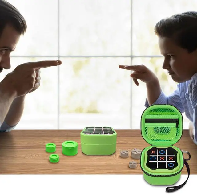 Alt view image 6 of 7 - Storage Case for Tic Tac Toe Bolt Game Original 3-in-1 Handheld Puzzle Console - Portable Organizer Holder Travel Games for Car Ride,Birthday Gifts for Boys Girls(Bag Only)-Green
