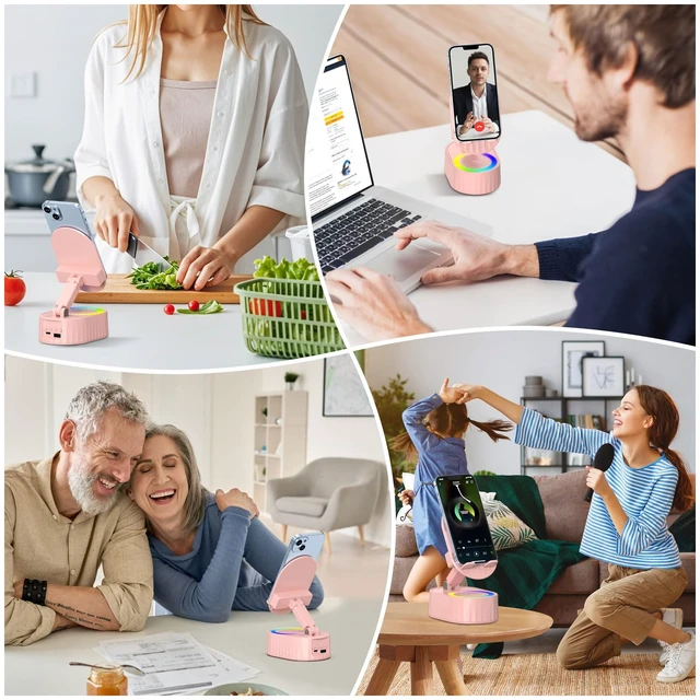 Alt view image 6 of 7 - Wireless Induction Bluetooth Speaker 5in1 Phone Holder Speaker | 3000mAh USB Wired Charging, 8 RGB Lights, Phone Speaker Amplifier for iPhone, Android, Ideal Gift for Men/Women