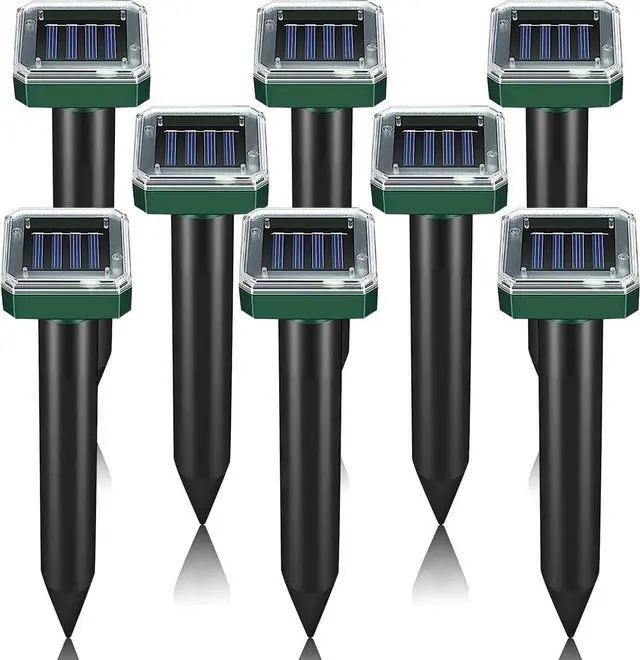 Main image of 8 Pack Mole Repellent Solar Powered Sonic Mole Deterrent Spikes, Snake Gopher Vole Repellent for Lawn Garden & Yard Gopher Deterrent, Groundhog Repeller