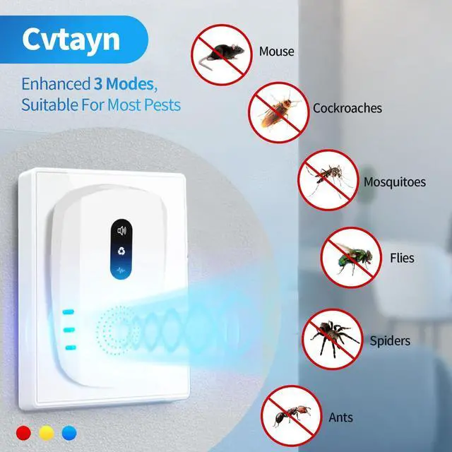 Alt view image 2 of 7 - 2026 Upgraded Ultrasonic Pest Repellent Indoor Insect Repeller,Pest Control,Repellent Roach,Mouse,Bugs,Mosquito,Mice,Spider, Ant,Rodent Repellent Ultrasonic Plugin,3 Mode Switching,10 Packs