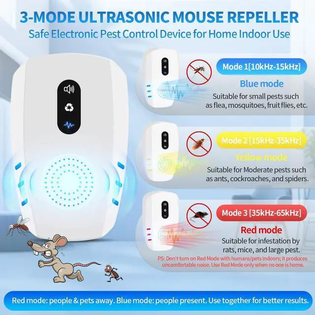 Alt view image 3 of 7 - 2026 Upgraded Ultrasonic Pest Repellent Indoor Insect Repeller,Pest Control,Repellent Roach,Mouse,Bugs,Mosquito,Mice,Spider, Ant,Rodent Repellent Ultrasonic Plugin,3 Mode Switching,10 Packs
