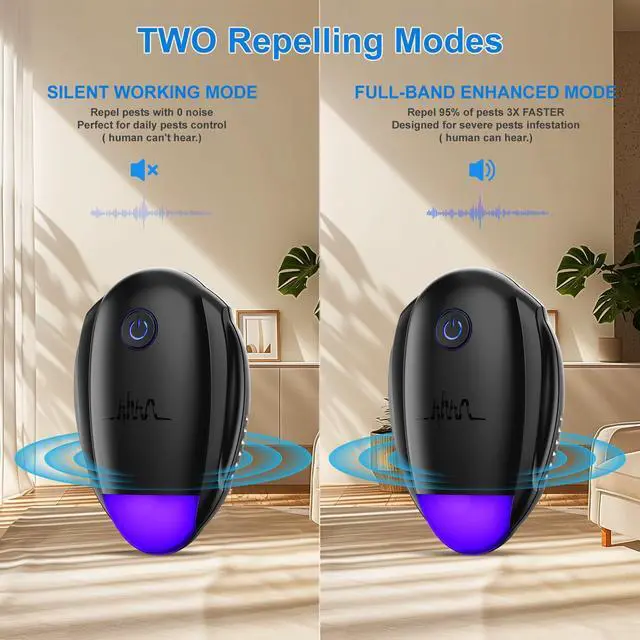 Alt view image 4 of 6 - Upgraded Ultrasonic Repeller,Indoor Ultrasonic Repellent, Electronic Plug in Pest Control for Bugs,Mosquito,Roach, Ant, Rodent, Mouse, Spider Repellent for House, Warehouse, Garage (Black)