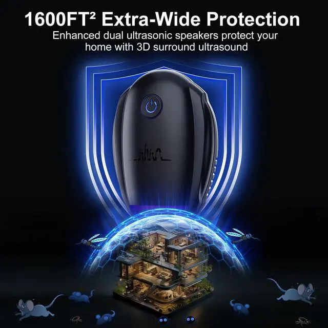 Alt view image 5 of 6 - Upgraded Ultrasonic Repeller,Indoor Ultrasonic Repellent, Electronic Plug in Pest Control for Bugs,Mosquito,Roach, Ant, Rodent, Mouse, Spider Repellent for House, Warehouse, Garage (Black)