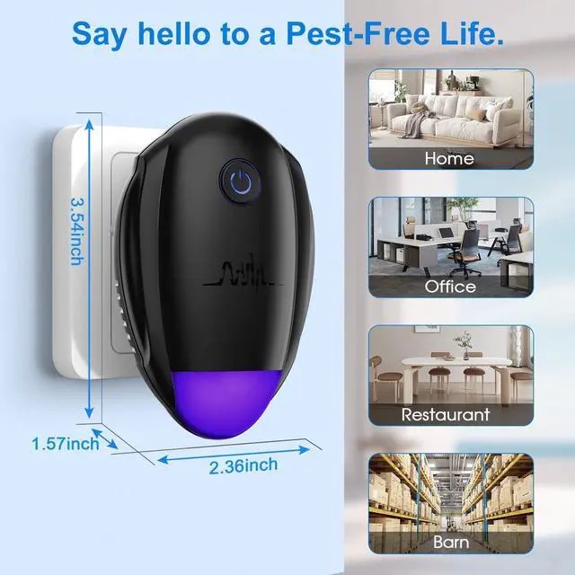 Alt view image 6 of 6 - Upgraded Ultrasonic Repeller,Indoor Ultrasonic Repellent, Electronic Plug in Pest Control for Bugs,Mosquito,Roach, Ant, Rodent, Mouse, Spider Repellent for House, Warehouse, Garage (Black)