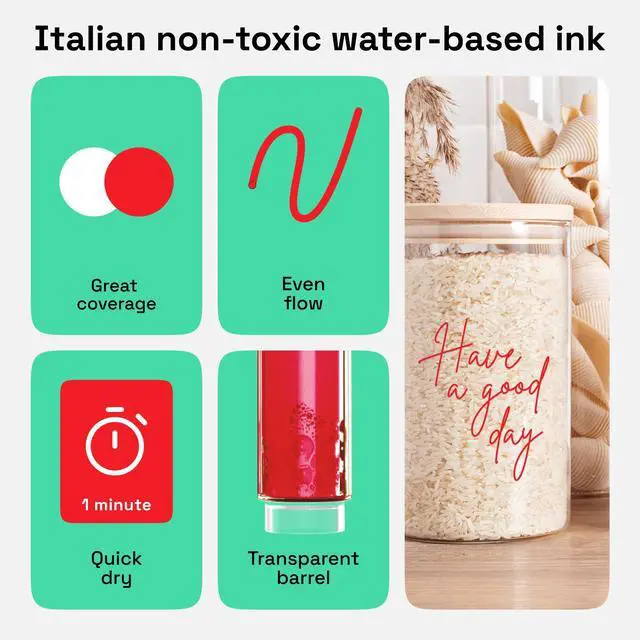 Alt view image 4 of 6 - 2 Red Acrylic Paint Markers - 0.7mm Extra Fine-Tip Paint Pens - Perfect for Crafting, Art Projects, & More