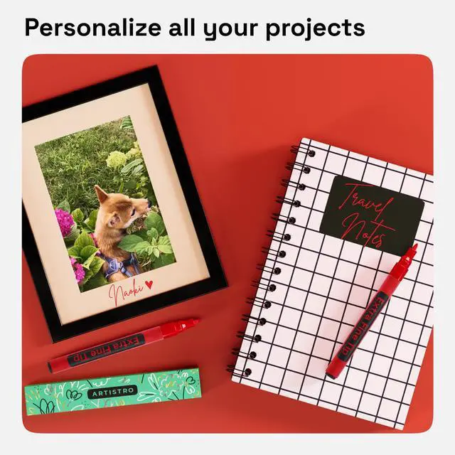 Alt view image 5 of 6 - 2 Red Acrylic Paint Markers - 0.7mm Extra Fine-Tip Paint Pens - Perfect for Crafting, Art Projects, & More