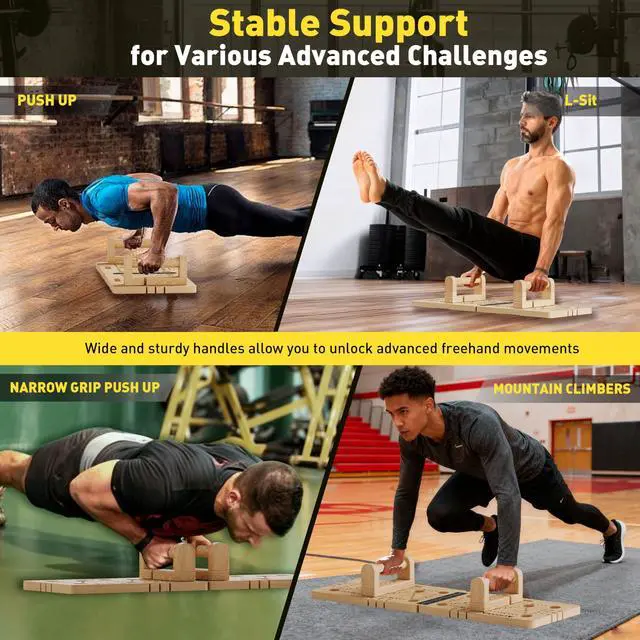 Alt view image 6 of 7 - Push Up Board 30 in 1 Foldable with Resistance Bands - Thickened Pine Wood Multi-Push Up Board for Men & Women, Portable Gym/Home Workout Gear for Chest, Shoulders, Arms & Back