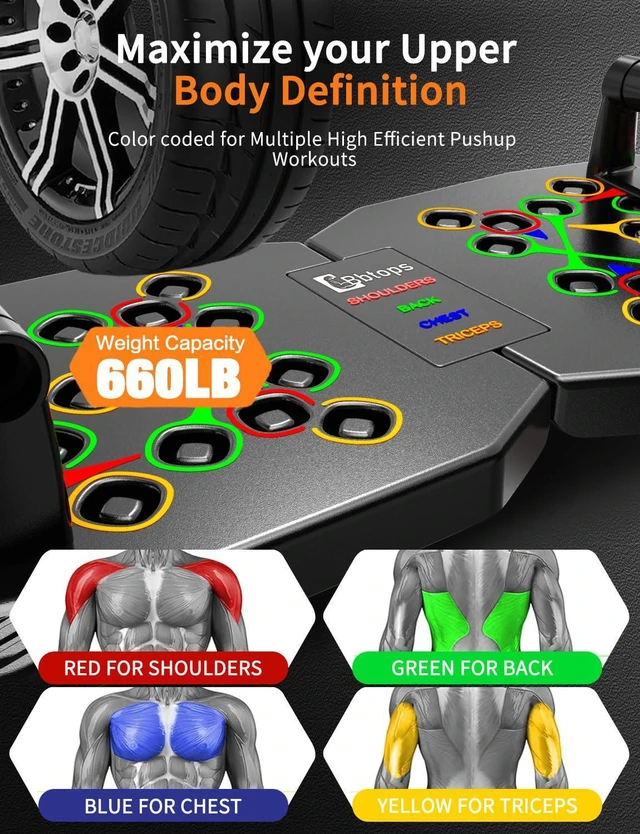 Alt view image 3 of 7 - Foldable Push UP Board,Portable 20-in-1 Push UP Bar at Home Gym,Pushup Handles for Floor, Fitness Accessories Training Equipment For Man and Women (Solo-Black)