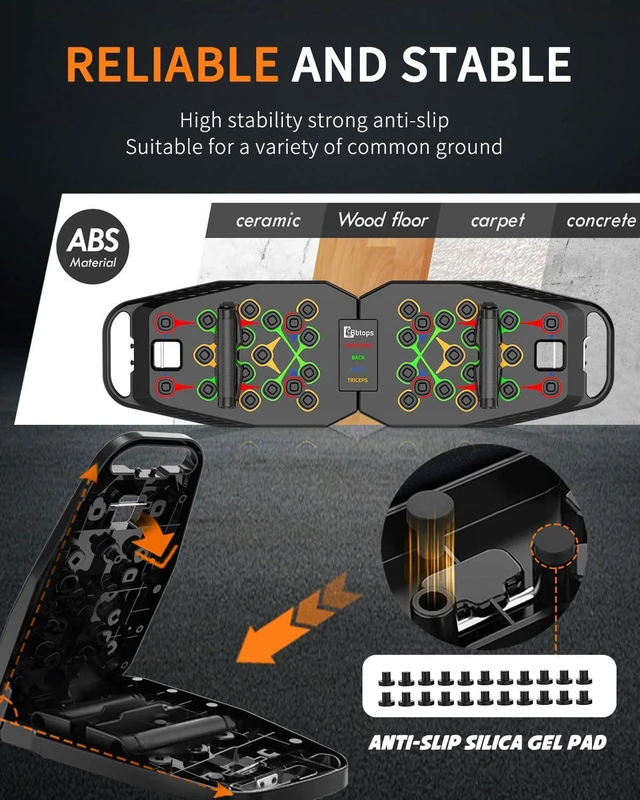 Alt view image 5 of 7 - Foldable Push UP Board,Portable 20-in-1 Push UP Bar at Home Gym,Pushup Handles for Floor, Fitness Accessories Training Equipment For Man and Women (Solo-Black)
