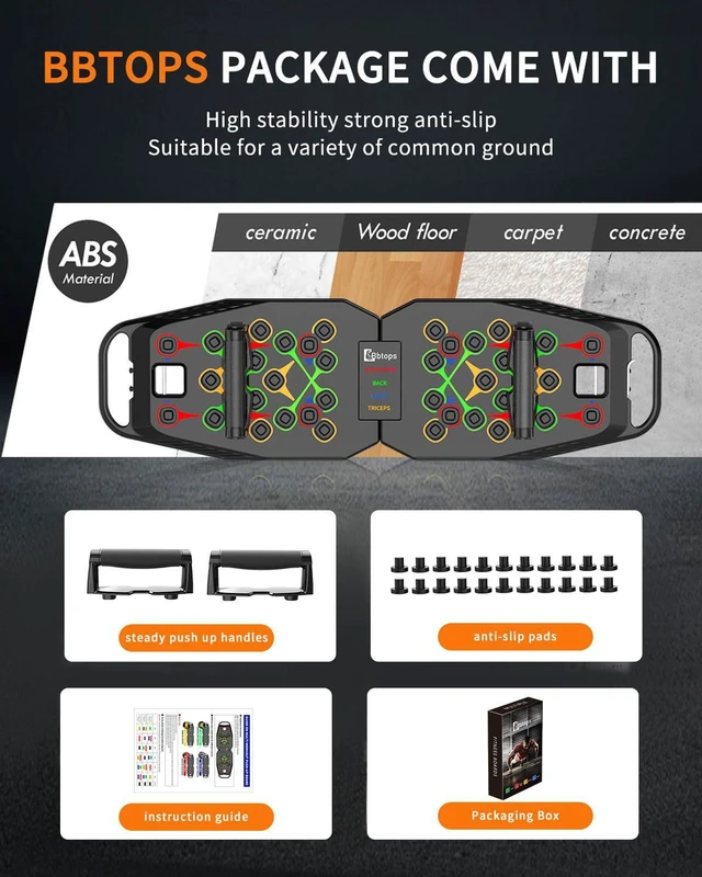 Alt view image 7 of 7 - Foldable Push UP Board,Portable 20-in-1 Push UP Bar at Home Gym,Pushup Handles for Floor, Fitness Accessories Training Equipment For Man and Women (Solo-Black)