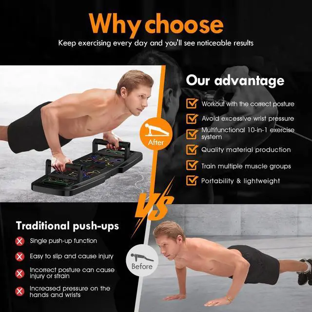 Alt view image 5 of 6 - Push Up Board,Home Gym,Portable Exercise Equipment,Pilates Bar and 20 Fitness Accessories with Resistance Bands and Ab Roller Wheel,Full Body Workout at Home