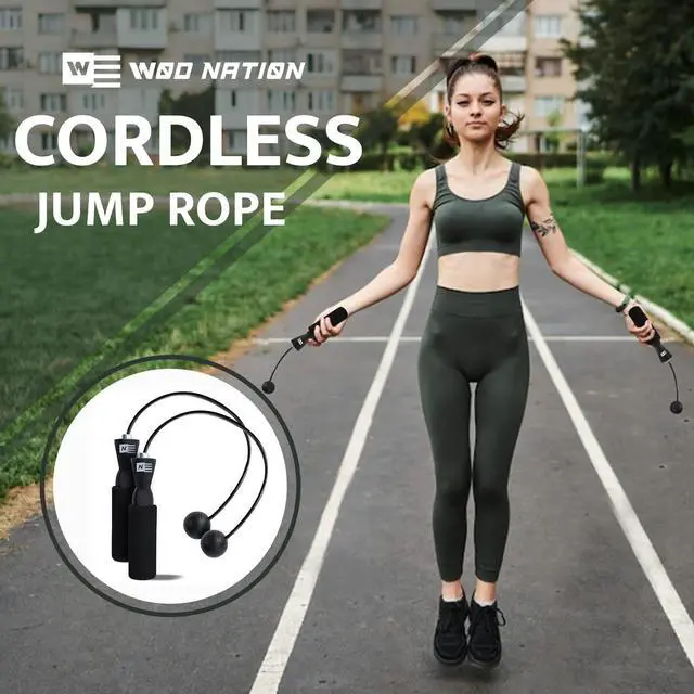 Alt view image 5 of 7 - Weighted Ropeless Jump Rope for Men - Adjustable Cordless Jump Rope with Weighted Balls & Digital Counter - Calisthenics & Home Gym Fitness Equipment - Black, Silicone & EVA Handles