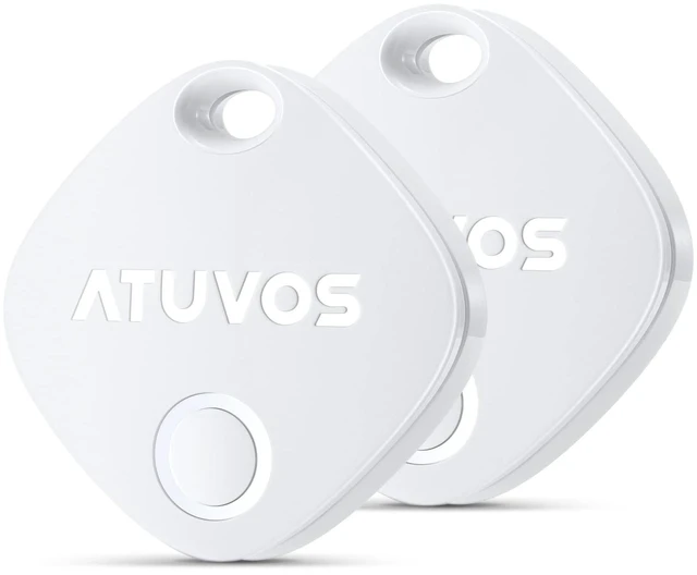 Main image of Luggage Tracker, Key Finder, Bluetooth Tracker Pairs with Apple Find My (iOS Only), Item Locator for Bags, Wallets, Keys, Waterproof IP67, Anti-Lost 2 Pack, White