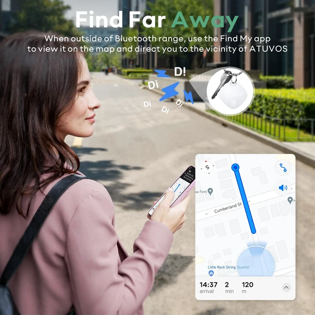 Alt view image 3 of 7 - Air Tracker Tags-4 Pack, Bluetooth Luggage Tracker Works with Apple Find My APP (iOS Only, Not for Android), Keys Finder and Item Locator for Luggage, Backpack, Suitcases, Replaceable Battery