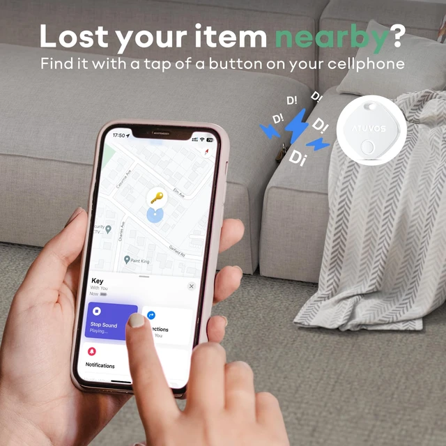 Alt view image 2 of 7 - Air Tracker Tags-4 Pack, Bluetooth Luggage Tracker Works with Apple Find My APP (iOS Only, Not for Android), Keys Finder and Item Locator for Luggage, Backpack, Suitcases, Replaceable Battery