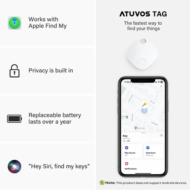 Alt view image 6 of 7 - Air Tracker Tags-4 Pack, Bluetooth Luggage Tracker Works with Apple Find My APP (iOS Only, Not for Android), Keys Finder and Item Locator for Luggage, Backpack, Suitcases, Replaceable Battery