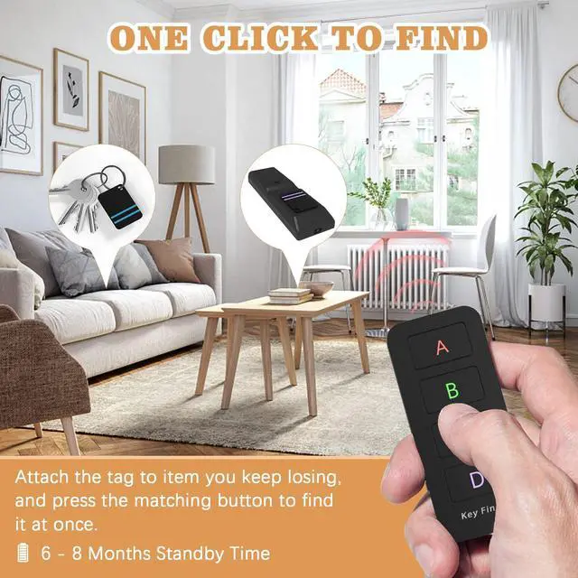 Alt view image 2 of 7 - Remote Control Finder, Pack of 4 Find My Keys Device | Stick on Remote Finder Beeper, Tracker Tags for Car Keys and Phones | 120Ft Range 80dB RF Key Locator, Lost Key Finders That Make Noise