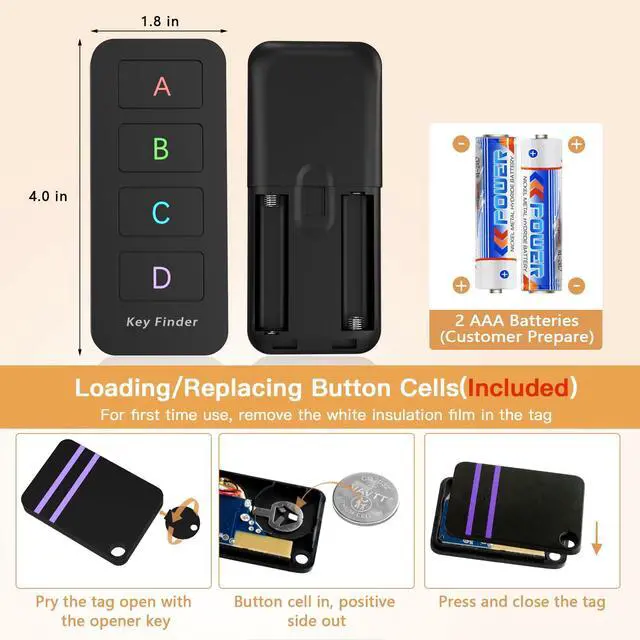 Alt view image 7 of 7 - Remote Control Finder, Pack of 4 Find My Keys Device | Stick on Remote Finder Beeper, Tracker Tags for Car Keys and Phones | 120Ft Range 80dB RF Key Locator, Lost Key Finders That Make Noise