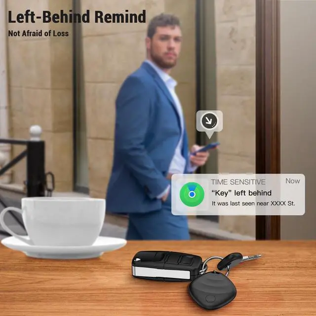 Alt view image 6 of 7 - Key Finder, Bluetooth Tracker Locator Pairs with Apple Find My (iOS only), Item Finder for Keys,Wallet,Pets,Bag,Backpack and Suitcase, 400ft Range Smart Tracker Tags, Compatible with iOS, Black 1Pack