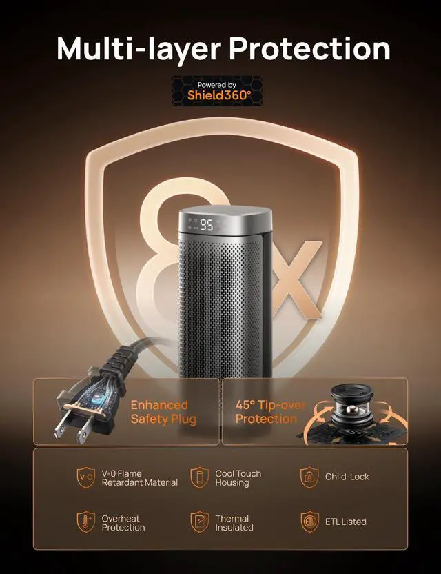 Alt view image 2 of 7 - Space Heaters for Indoor Use, Fast Heating Portable Heaters with Remote, Large PTC Ceramic Electric for Bedroom, 12H Timer, 70° Oscillation, Overheat Protection, 1500W Safety Heat for Home Office