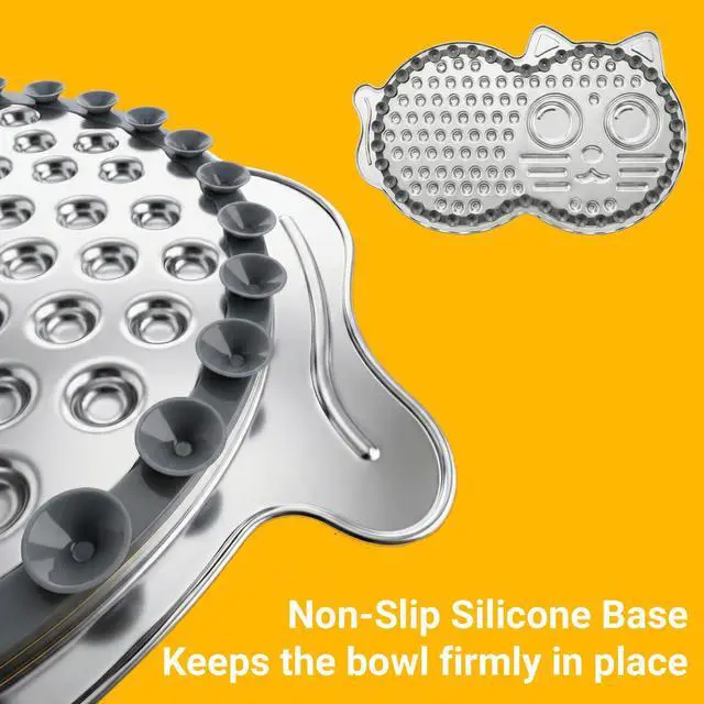 Alt view image 4 of 7 - Stainless Steel Lick Mat for Dogs & Cats - 15"×10" Large Metal Dog Licking Mat, Chew Proof Slow Feeder Mat with Suction Cups for Puppy & Cat, Dishwasher Safe, Whisker-Friendly