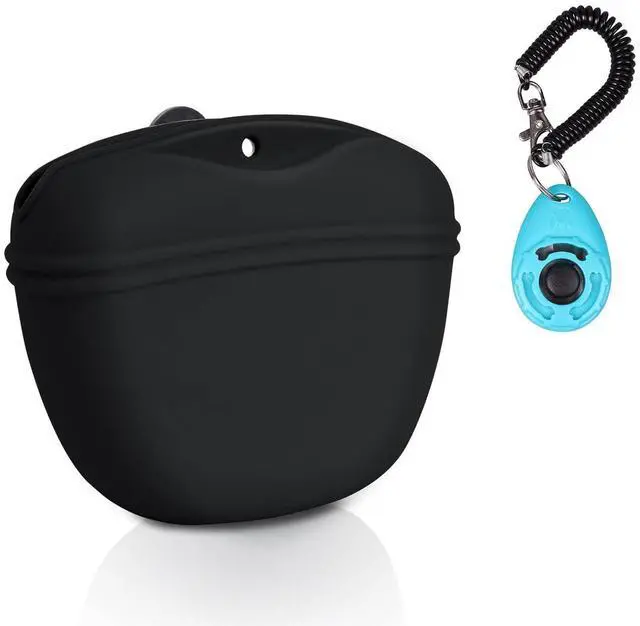 Main image of Dog Clicker Training Kit,Silicone Dog Training Treat Pouch and Dog Clickers,Dog Treat Bag with Clicker Training for Dogs,Pet Treat Bag with Magnetic Buckle Closing and Waist Clip,Black