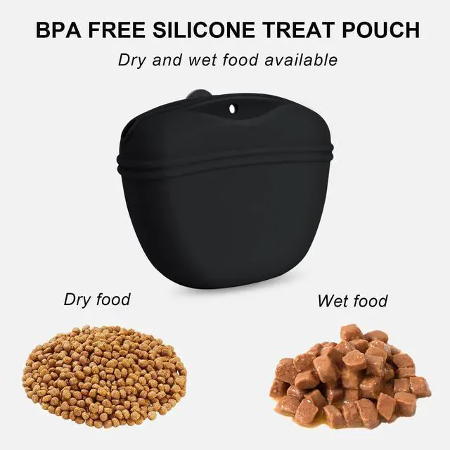 Alt view image 3 of 7 - Dog Clicker Training Kit,Silicone Dog Training Treat Pouch and Dog Clickers,Dog Treat Bag with Clicker Training for Dogs,Pet Treat Bag with Magnetic Buckle Closing and Waist Clip,Black