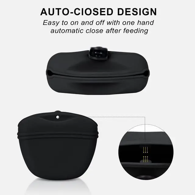 Alt view image 4 of 7 - Dog Clicker Training Kit,Silicone Dog Training Treat Pouch and Dog Clickers,Dog Treat Bag with Clicker Training for Dogs,Pet Treat Bag with Magnetic Buckle Closing and Waist Clip,Black