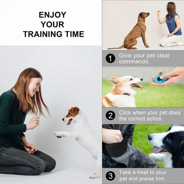 Alt view image 7 of 7 - Dog Clicker Training Kit,Silicone Dog Training Treat Pouch and Dog Clickers,Dog Treat Bag with Clicker Training for Dogs,Pet Treat Bag with Magnetic Buckle Closing and Waist Clip,Black